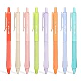 WRITECH Retractable Gel Ink Pens: Fine Point 0.7mm Assorted Color Soft Grip 8ct No Bleed & Smear Extra Smooth Writing Bullet Tip Colored Pen Set for Journaling Coloring