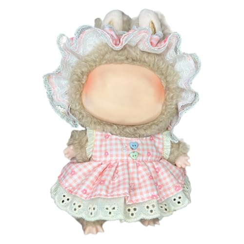 Ropa de muñeca de 17 cm Adecuada para muñecas Labubu de 17 cm, 1 Falda + 1 Sombrero