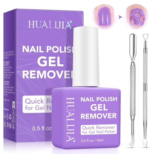 Gel Nail Polish Remover Quick & Easy Polish Remover in 3-5 Minutes No Need for Foil Soaking or Wrapping Professional Gel Remover for Nails Kit with Cuticle Pusher & Scraper