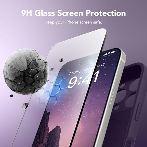 Image of Magnetic for iPhone 16 Pro Max Case, Compatible with MagSafe, [Full Camera Protection][Screen Protector] Silicone Shockproof Protective Phone Case for iPhone 16 Pro Max 6.9 inch, Deep Purple