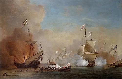 Tableau Pirates poster mer et navires de guerre - Art mural vintage pour grand salon