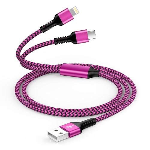 Cable de carga USB C y Lightning 2 en 1 para iPhone 16/15/14/13/12/11 Pro Max, cable Lightning multiUSB C para Android Samsung Galaxy S23/S22/A54/A14/A34, cable de carga rápida universal  1,2 m