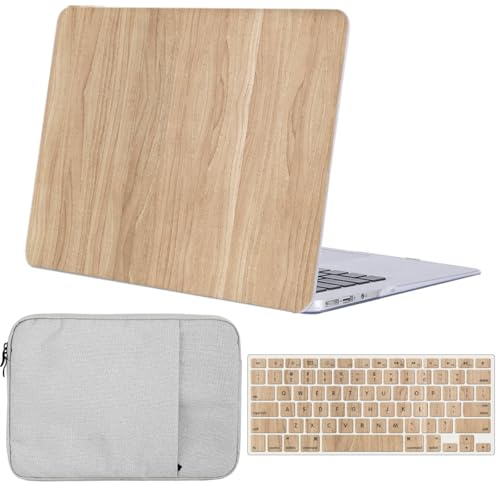 FFBOFFC Cover Compatibile con MacBook Air 11 pollici 2015 2014 2013 2012 2011 2010 Modello A1465 A1370, Plastica Protettiva Custodia Rigida Case & Tastiera Cover & Laptop Borsa, Venature del legno