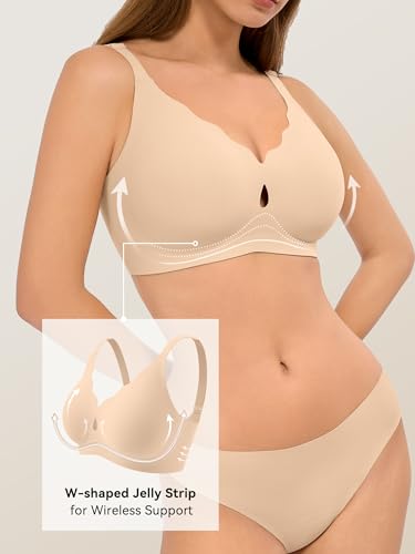 Image of LUCKMEEY Bras for Women No Underwire Wave Push Up Wireless Bra Seamless Bras Full Coverage Bralettes Lift Everyday Bras