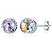 Produktbild Ohrstecker aus Sterlingsilber, für Damen, Kristall-Ohrstecker, Ohrstecker von Swarovski, runde Kristallsteine, für Geburtstag, Valentinstag, Geschenk, mit Geschenkbox und Reinigungstuch