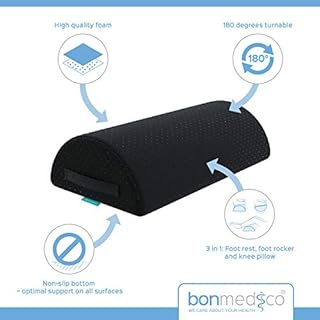 bonmedico Poggiapiedi da Scrivania Ergonomico – Cuscino Poggia Piedi Regolabile Antiscivolo – Supporto per Gambe e Schiena – Accessorio per Ufficio, Casa e Gaming