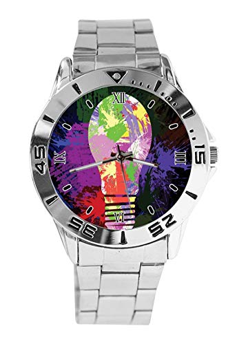 Preisvergleich Produktbild Bunte Glühbirne Herren-Armbanduhr, Edelstahl, analog, wasserdicht, für Herren, modisches Zifferblatt, Business Sport, Casual Stil