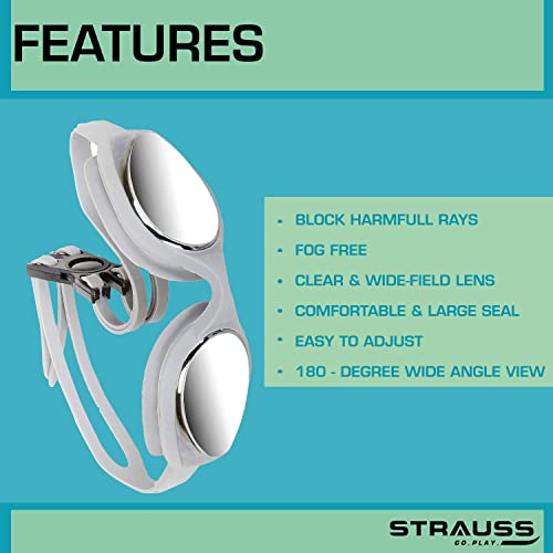 Image of STRAUSS Swimming Goggles Set, (Orange) Swimming Goggles Set, (Grey)