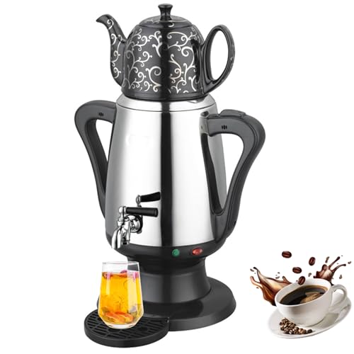Tetera turca eléctrica, hervidor de agua caliente de acero inoxidable de doble pared de 3,5 l, función de mantener caliente y mango antiescaldaduras, para preparar té tradicional, café