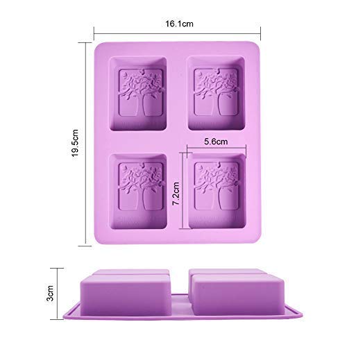 Wandic Flower Tree Silicone Soap Mold, 2 Pcs Tree Of Life Resin Mold For Diy Soap Making, 4 Cavity #TOP1