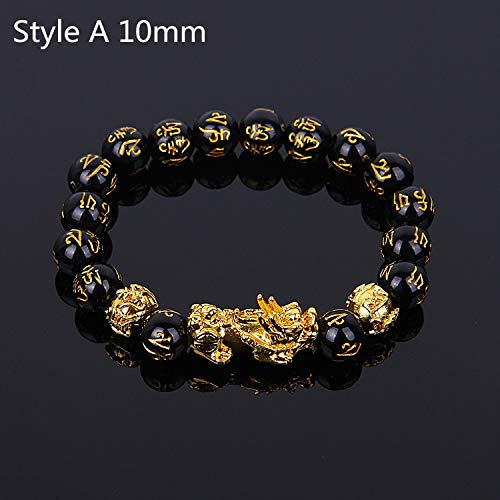 Inenimartj Feng Shui Black Obsidian Wealth Bracelets, Pi Xiu Bracelet Adjustable Elastic Band Mantra Amulet Feng Shui Bracelet For Women Men Girls #TOP7