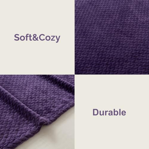 COOVA Oversized King Fleece Blanket 120x120 inches, Soft Cozy Warm Giant Extra Large 10'x10' Blanket for Bed, Sofa, Couch,Travel, Camping, California Huge Big Throw Blanket, Jacquard Pueple
