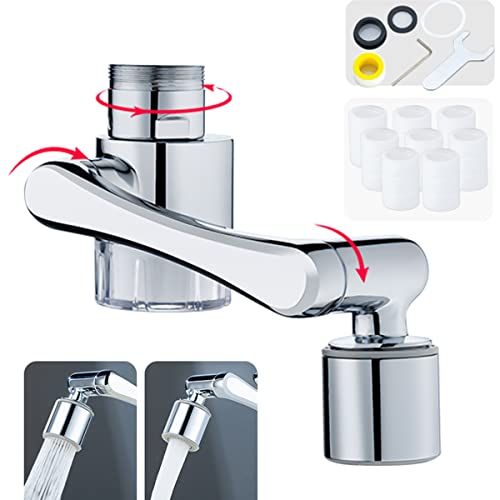 YRAKOZIN 1080 Grad Drehbarer Multifunktionaler Verlängerungshahn, Wasserhahn Aufsatz mit 2-Fach Einstellbarer für Küche Bad, Wasserhahn Verlängerung mit Filter - Silber