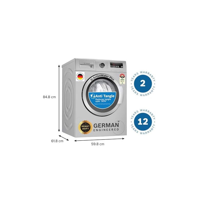Bosch 7 kg 5 Star Fully-Automatic Front Loading Washing Machine (WAJ2416SIN, Silver, AI active water plus, In-Built Heater) - Image 4
