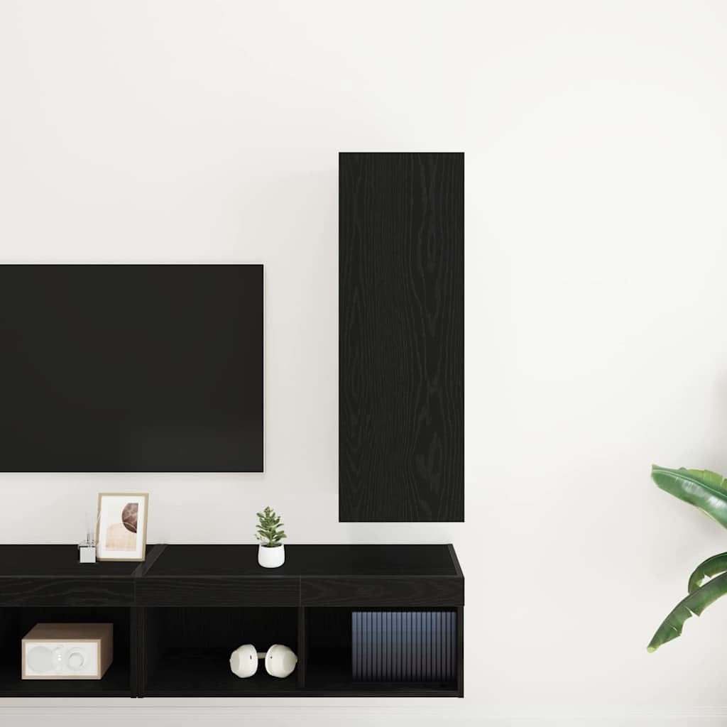 vidaXL Wand-TV-Schrank Schwarz Eichen-Optik 30,5 x 30 x 90 cm, Moderne Wohnzimmerschränke, Wand-TV-Möbel, rechteckige Medieneinheit, schickes Design, Platzsparende Lösung