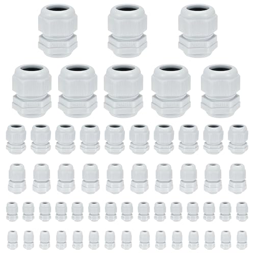 LHOEST 58 Stück Kabelverschraubung Set M12 M16 M20 M25 M32 IP68 Kabeldurchführung Wasserdicht Einstellbar Zugentlastung für Kabel PG Verschraubung Nylon Kunststoff Kabeldurchführungen