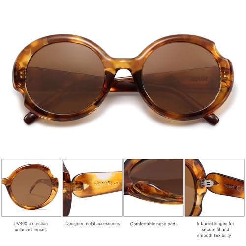 SOJOS Big Retro Oval Round Polarized Sunglasses Womens Mens Vintage Trendy Oversized Sunnies SJ23624