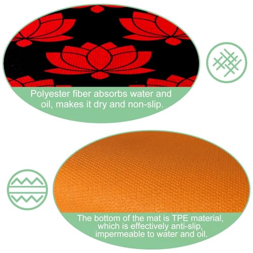 Alfombrilla absorbente para cocina lavable con patrón de loto 6