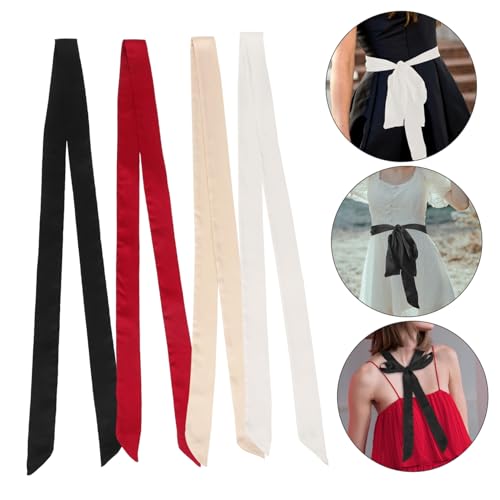 4Pcs Dress Sash Belt for Women Silk Robe Waist Belts Black Red Beige Khaki Elegant Replacement for Wedding Parties Casual Occasions Comfortable Fit 6