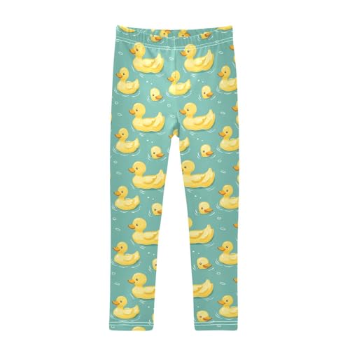 Girls Leggings Cartoon Yellow Ducks Soft Toddler Leggings for Girls Kids Pants Size 4T-10T - Main Image