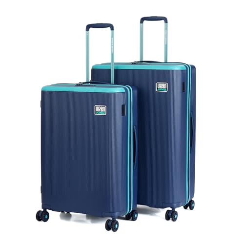 Image of Urban Jungle Lumolite Trolley Bag Set of 2 Hardside Polycarbonate Small, Medium (65, 55 cm) Light Weight Suitcase with, 8 Spinner Wheels and TSA Lock Travelling Luggage for Men & Women | Navy Blue
