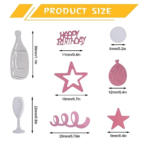 Image of OSDUE Pink Gold Silver Happy Birthday Confetti, 3000 Pieces Birthday Cake Metallic Foil Balloon Confetti, Table Scatter Confetti Decorations for Birthday /Wedding /Anniversary /Party Supplie