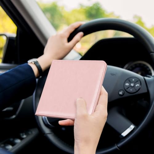 Image of CoBak Car Registration and Insurance Holder - Vehicle Glove Box Car Organizer, Auto Truck Comparment Accessories Case for Essential Document, Driver License, Cards (Light Pink)