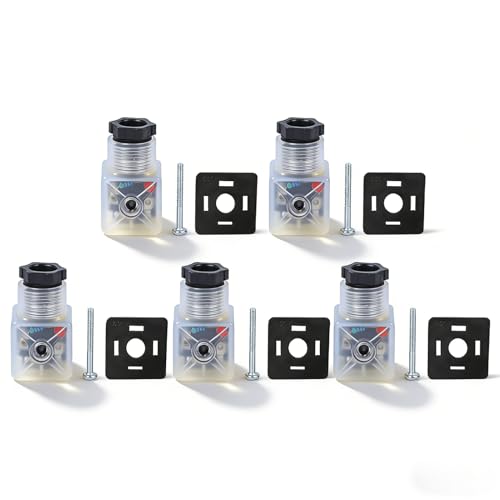 Solenoid Coil Plug 5pcs, Transparent Hydraulic Valve Voltage Plug, Universal Hydraulic Solenoid Coil Connector Socket Valve, Hydraulic Solenoid Coil Valve Plug with Light DC24V
