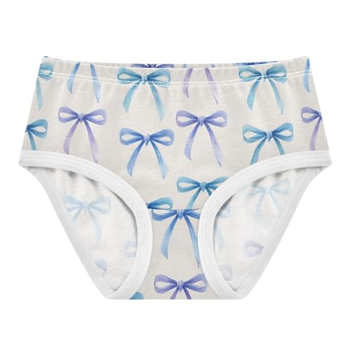 Wusikd Watercolor Blue Bows (2) Girls' Underwear Cotton Girls Briefs Soft Toddler Underwear 2T