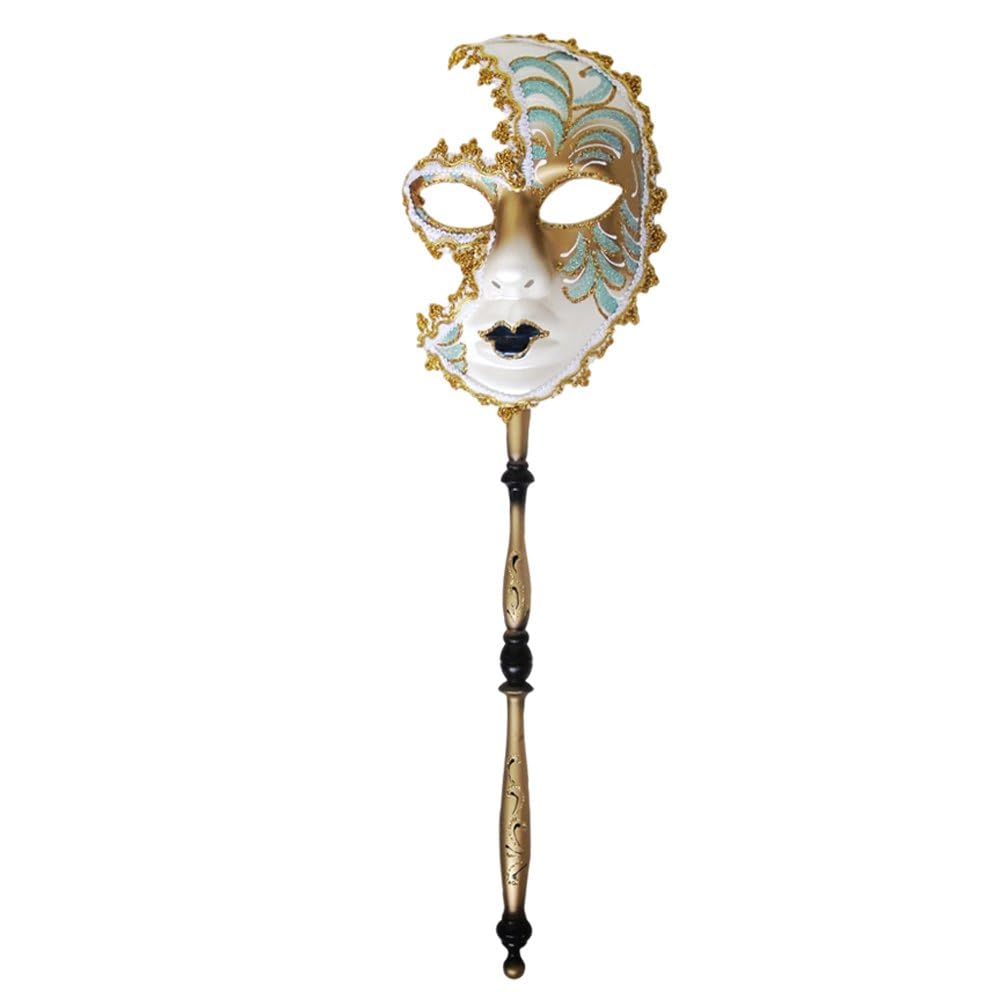 Hrippy Green Mardi Gras Masquerade Mask With Holding Stick Venetians Mask Carnivals Halloween Costume Decorations For Party