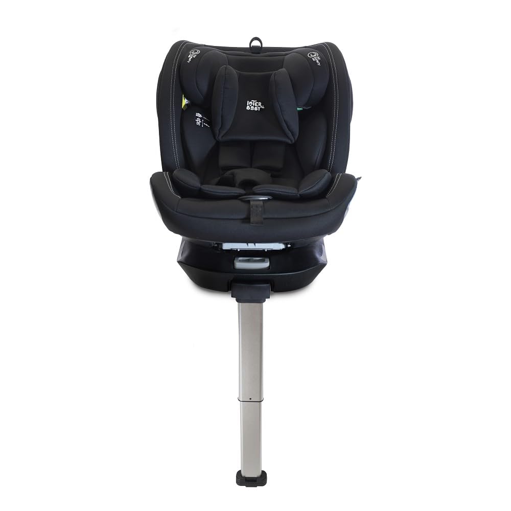 Interbaby Silla Coche Bebé PAX i-Size ISOFIX 360° Grupo 0+1+2+3 (Negro) | Silla auto giratoria 360 reclinable 40-150 cm, reductor recién nacido, protección lateral SPS, pata de apoyo