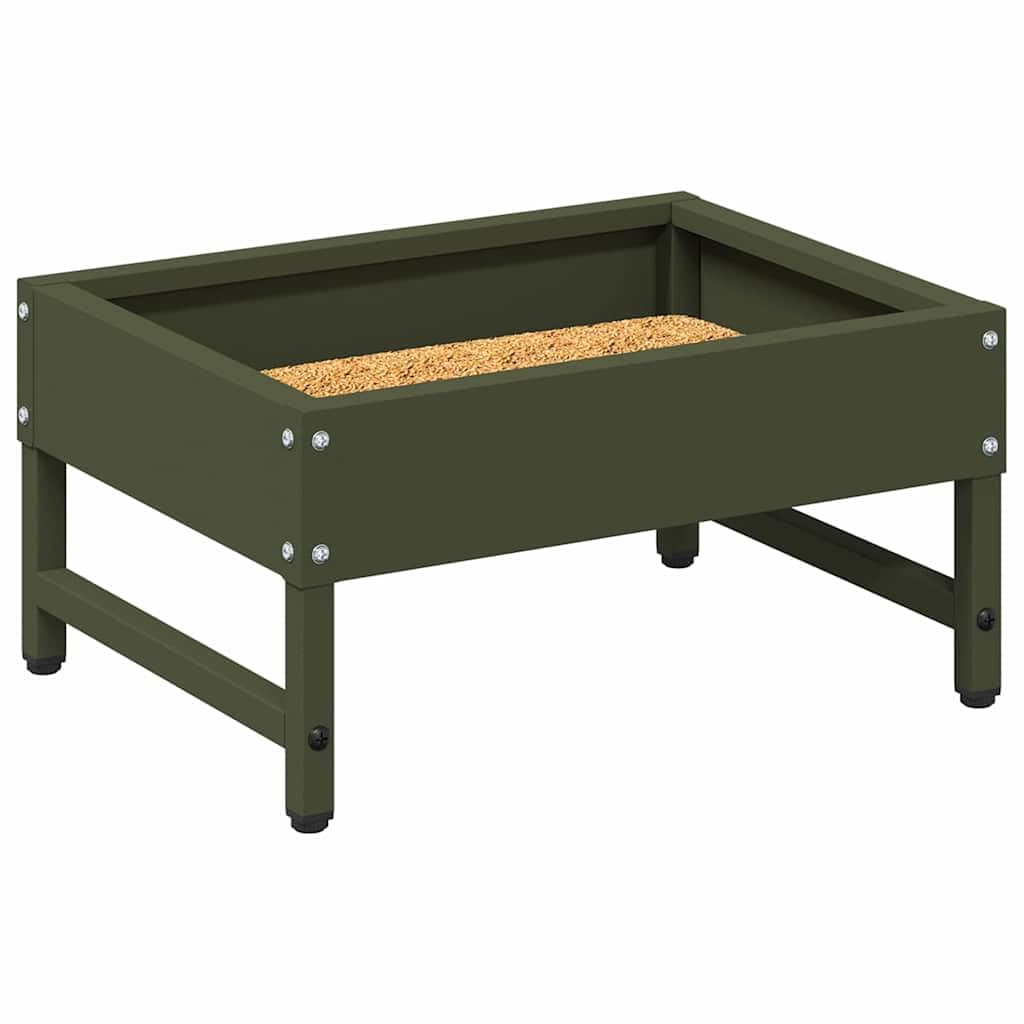 Mangiatoia per uccelli verde oliva in acciaio laminato a freddo, 34 x 26 x 16 cm, resistente alle intemperie, per interni ed esterni, con capacità di 3 kg e facile da montare
