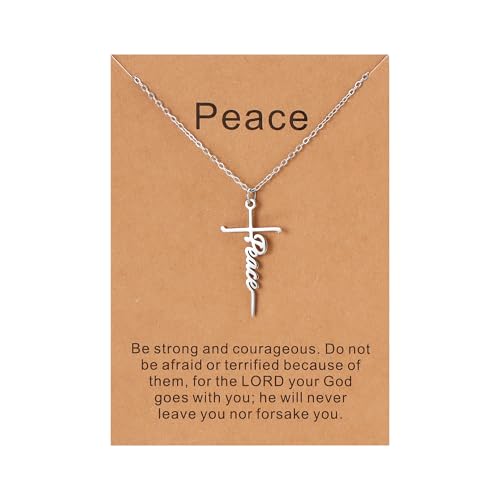 Lcherry Peace Cross Name Necklace Personalized Custom Name Cross Necklace for Women Customized Jewelry Gift for Women