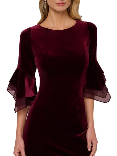 Image of Adrianna Papell Velvet Bell Sleeve Short Dress