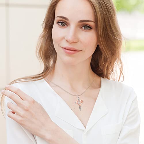 Snzm Sterling Silver Cross Necklace For Women-Rose Heart Pendant Necklace With Cubic Zirconia Charm Birthday Anniversary Christmas Jewelry Gifts For Mom Wife Her (N) #TOP4