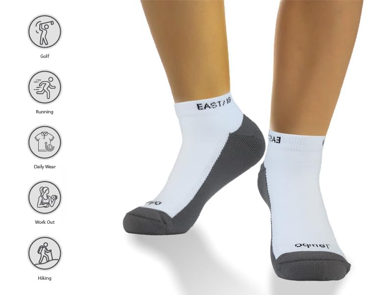 East/18 Men’s High Ankle Athletic Socks - Cushioned, Breathable Cotton Socks for Running, and Sports, Comfortable Performance Fit, All-Weather Performance, Athletic Running Mens Ankle Sock, 2 Pairs2