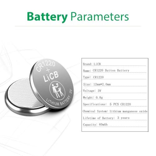 Batería LiCB CR1220 3V Paquete x5 miniatura 2