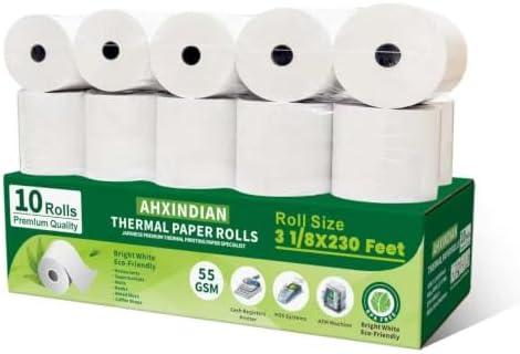 (10 Rolls) 3 1/8" x 230' Thermal Paper Receipt Rolls, 55GSM BPA Free, Fit POS Cash Register Receipt Printer image 2