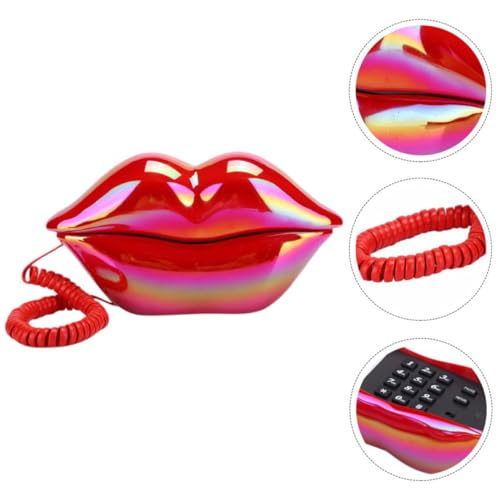 Teléfono labios rojos con cable ABOOFAN para decorar espacios aburridos 7