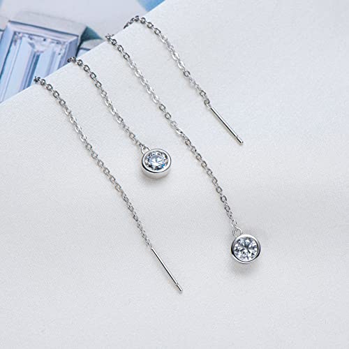 Moissanite Threader Earrings For Women, Sterling Silver Chains Earring Mujer Hypoallergenic Piercing Earring Anniversary Birthday Christmas Gifts For Her #TOP1