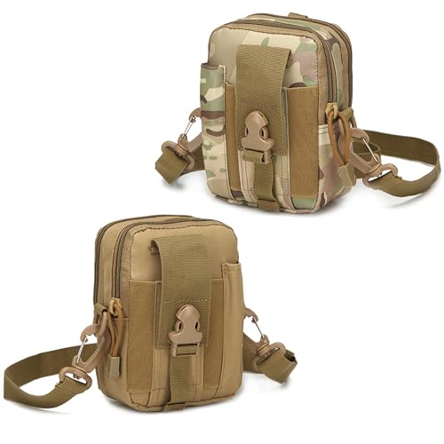 Image of Kraptick Multi-Purpose Water Resistant Waist Bag with Dual Compartment, Waist Bag Mobile Phone Holder, Waist Pack for Men, Women Camping Hiking Pouch (Beige & Khaki) (Combo of 2)