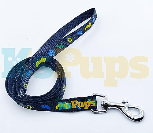 Image of 15mm Soft Printed Dog Collar and Leash Set I Puppy Printed, Adjustable Nylon Collar with Leash I for Small and Medium Dogs (Black)