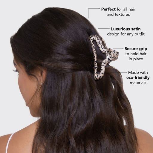 Kitsch Fabric-Wrapped Claw Clip - Medium Open Shape Hair Clip for Women, Girls, and Thick Medium Hair | Ideal Gifts for Women - Leopard Print (1pc)