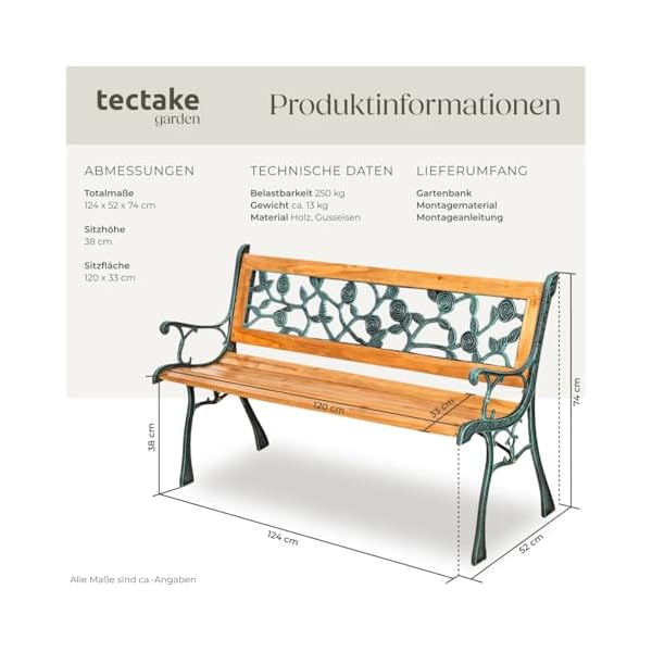 tectake Gartenbank Holz Landhausstil