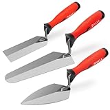 SHALL Set di 3 cazzuola di finitura con impugnatura morbida, cazzuola per fughe, cazzuola di misurazione, cazzuola per margini, utensili per muratori con impugnatura morbida