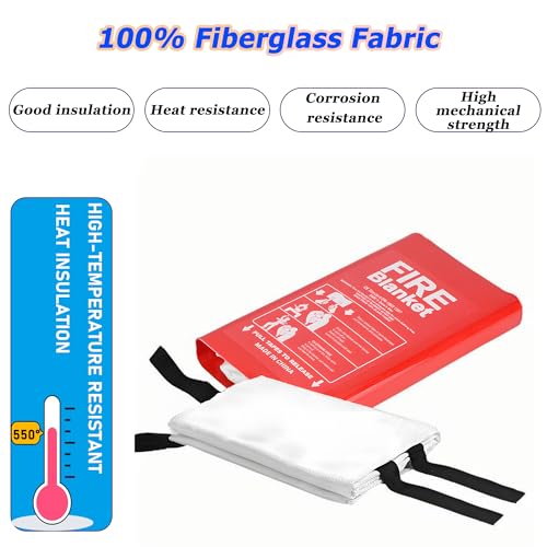 Image of Kingjie Emergency Fire Cover for Home and Kitchen - 2 Pack - 40 inchx40 inch Fiberglass Fire Blanket, Flame Suppression Fore Blanket for House Camping Car Office Warehouse