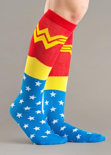 DC Comics Wonder Woman Lighter Blue Uniform Womens Knee High Socks Shoe Size 4-10