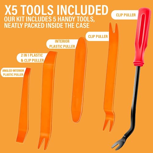 Xtremeauto Car Clips Set 229pc With Tools - Trim Box, Assorted Plastic Fasteners, Body Fasteners With 5 Removal Tools, Expansion Bumper Clips, Interior Fittings