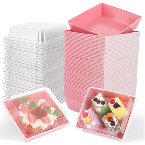 GBACHOOSE 75 Pièces Boite Bento Cake, 13,5x12,5x6,5 cm Bento Cake, Boite a Bento Cake, Boîte Bento Cake, Boite a Gateau avec Couvercle, Boîte à Dessert pour...