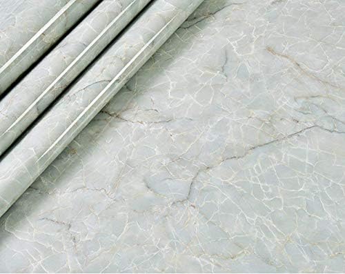 Emoyi Emerald Light Blue Marble Sticker Self Adhesive Paper for Countertops Decorative Removable Waterproof Wallpaper for Living Room Bathroom 15.7''x79''